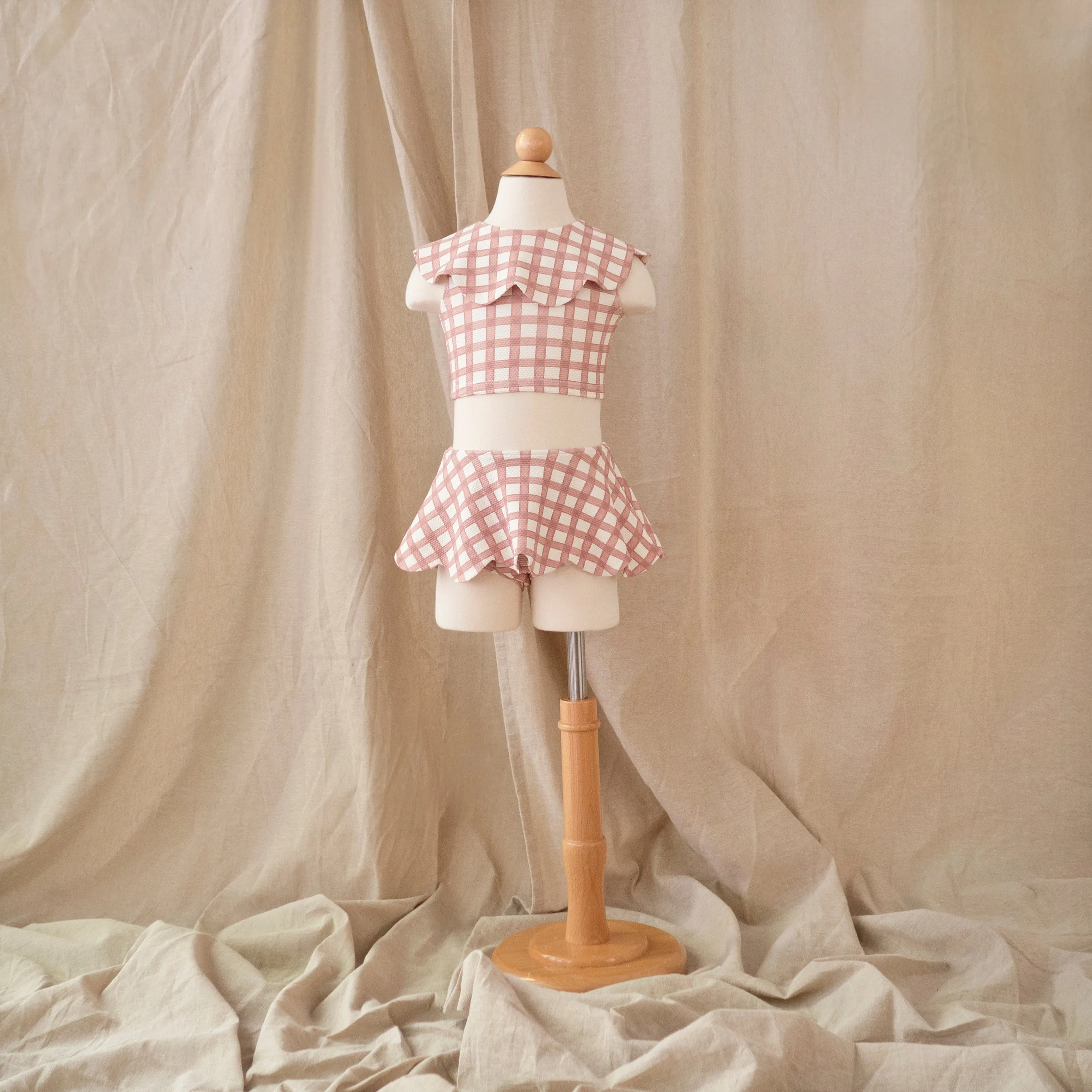 Petal Bikini Skirt · Gingham