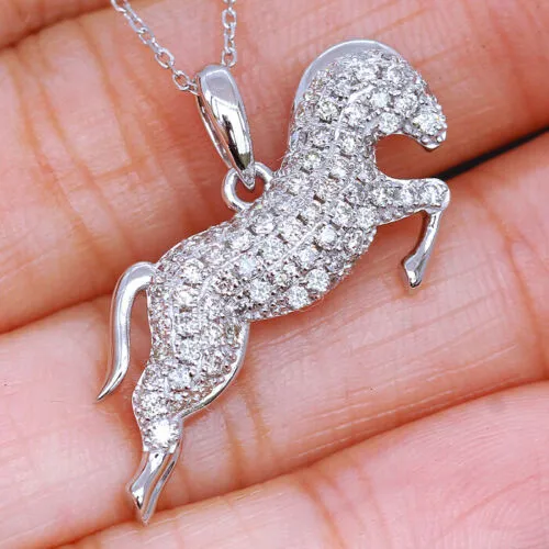 Petite Micro-Pave Horse Jumper Pendant Necklace