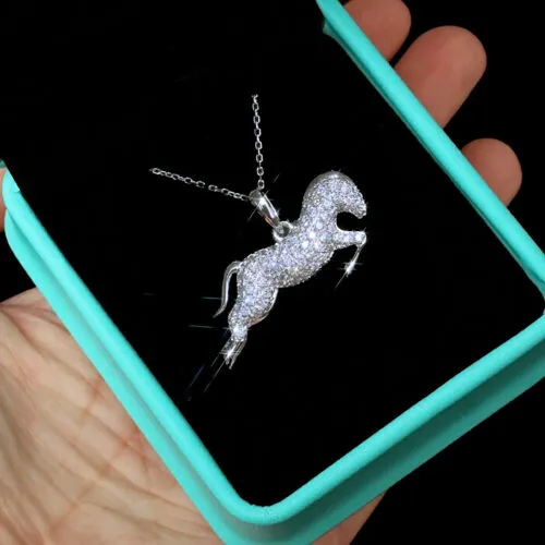 Petite Micro-Pave Horse Jumper Pendant Necklace