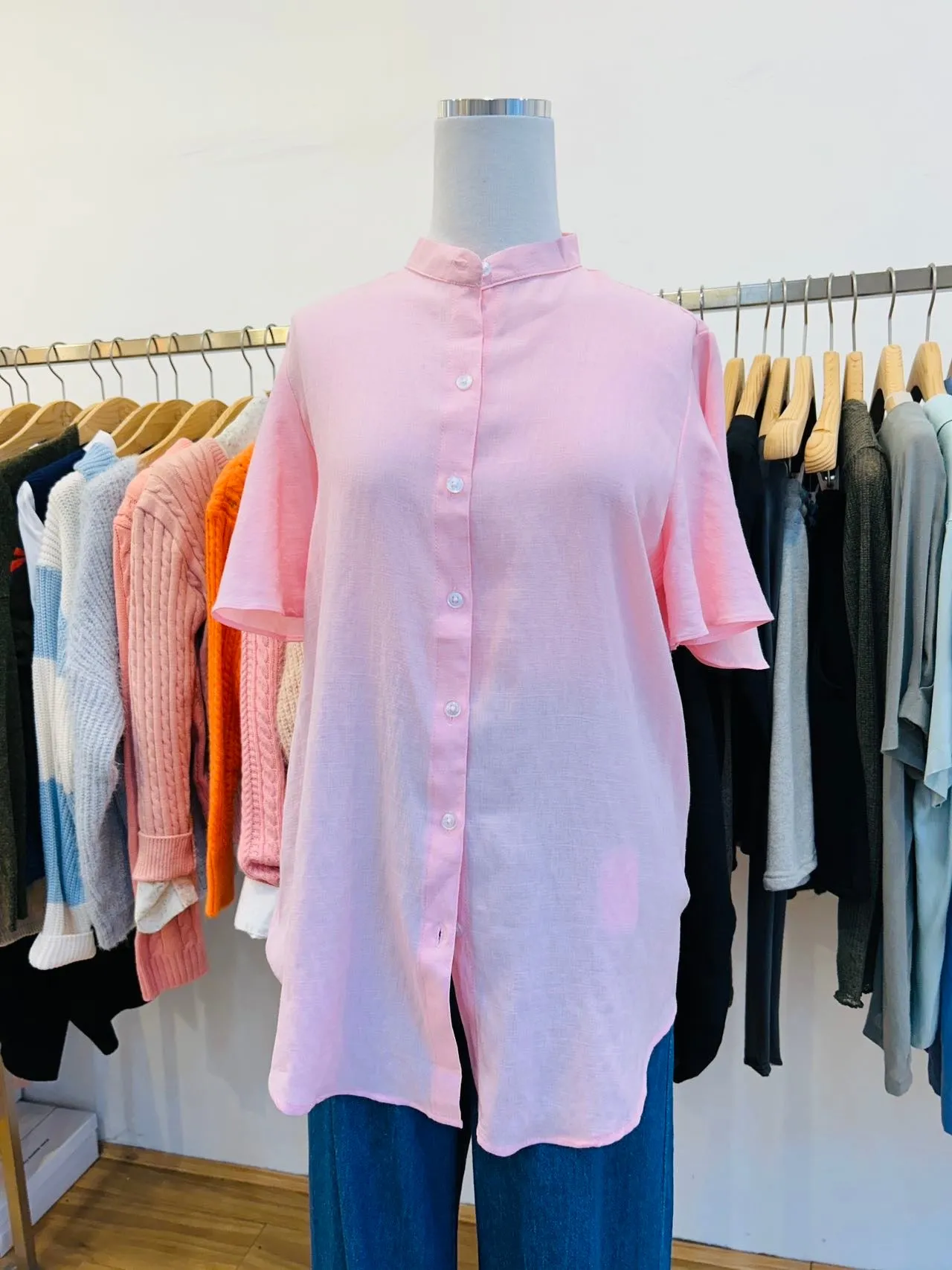 Pink short-sleeave shirt