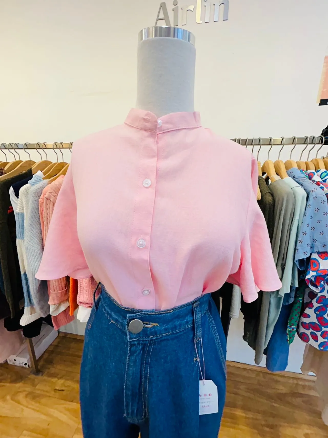 Pink short-sleeave shirt