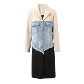 Pre Order:  Denim Patchwork Long Coat