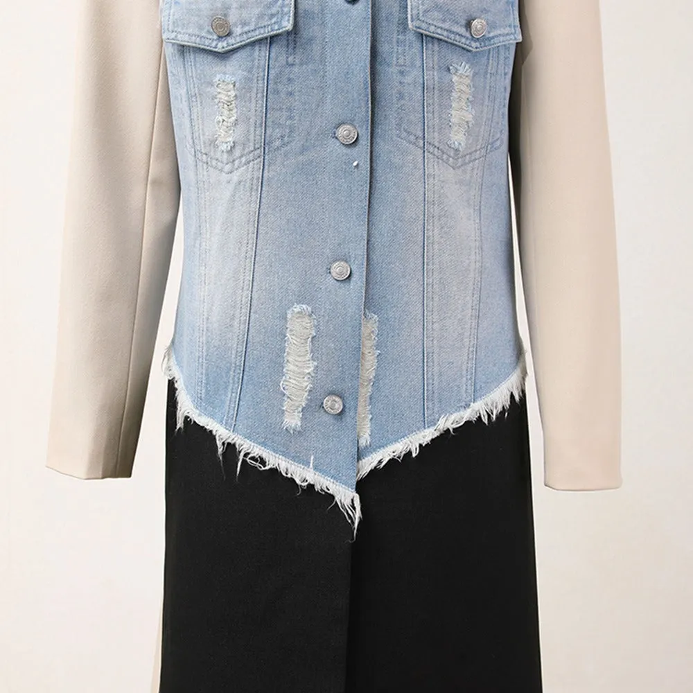 Pre Order:  Denim Patchwork Long Coat