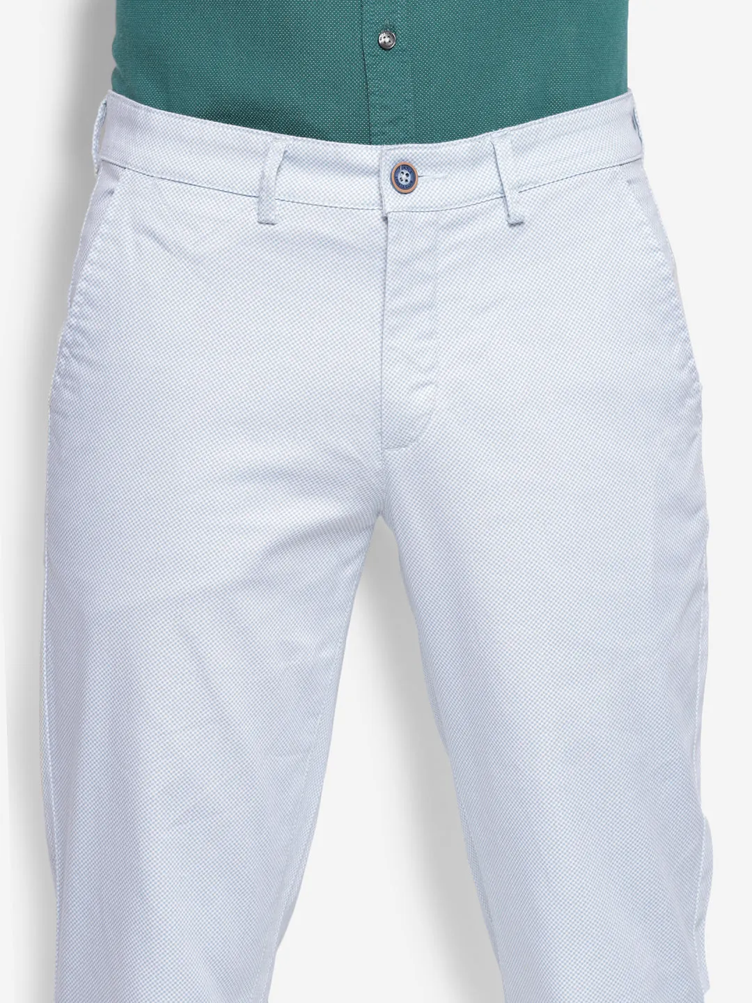 Printed White Ultra Slim Fit Causal Trouser