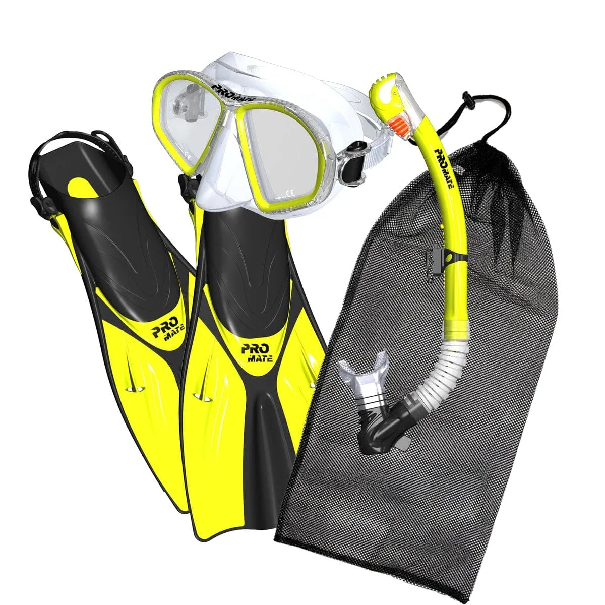 Promate Spectrum Adult Snorkeling Mask Dry Snorkel Fins Gear Bag Set - SCS0099