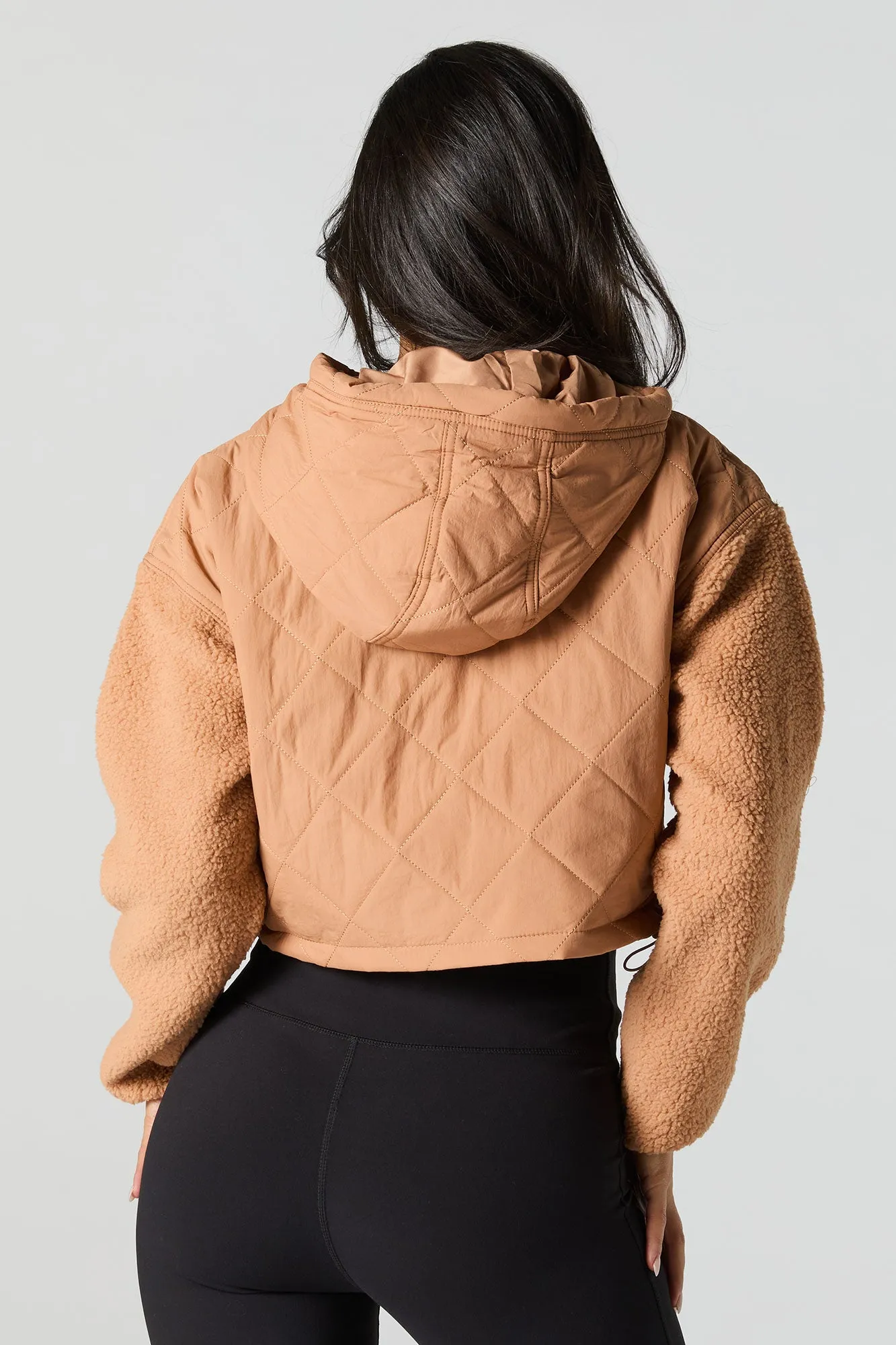 Quilted Sherpa Sleeve Jacket