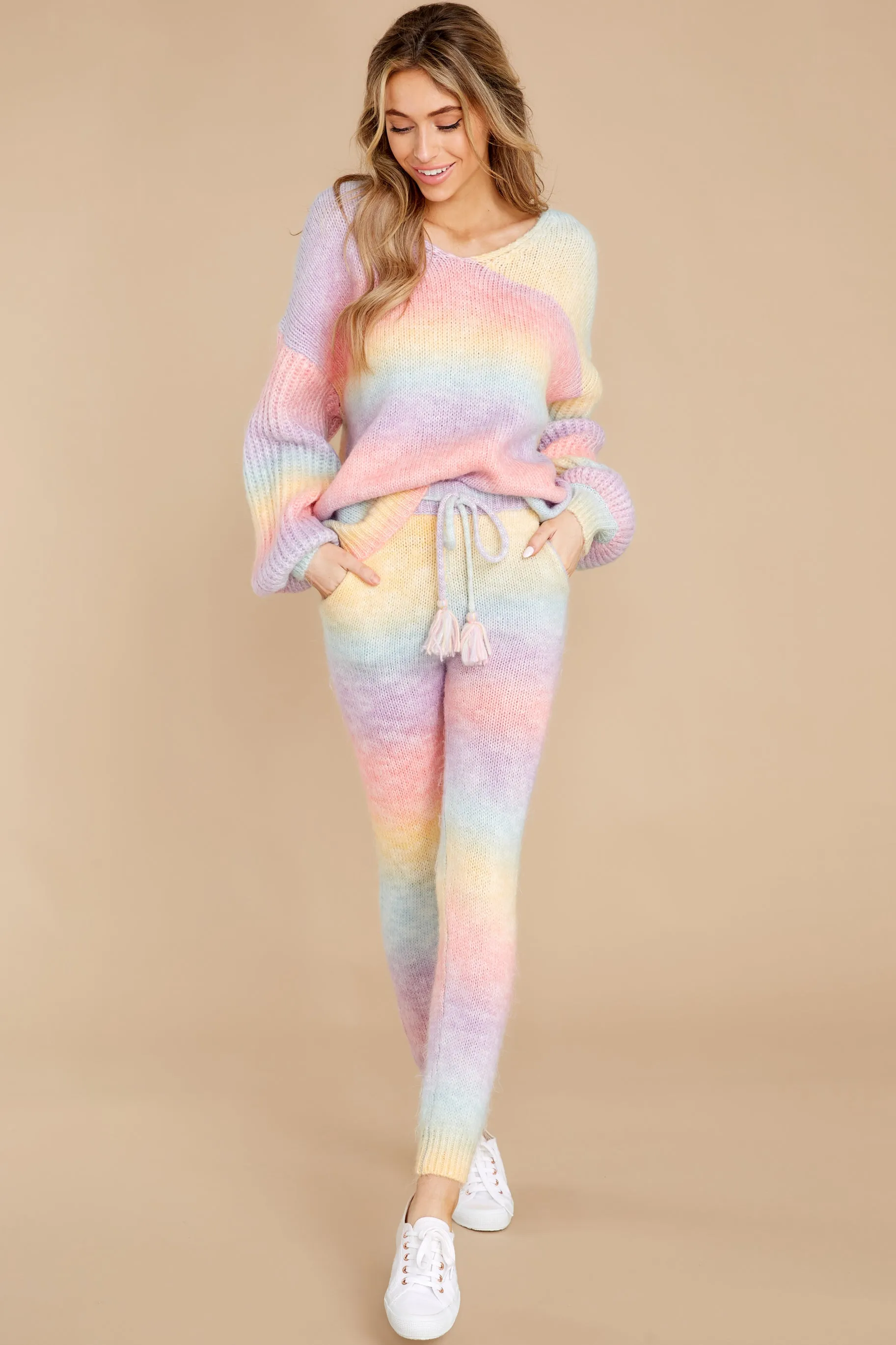 Rainbow Road Pink Multi Knit Sweater