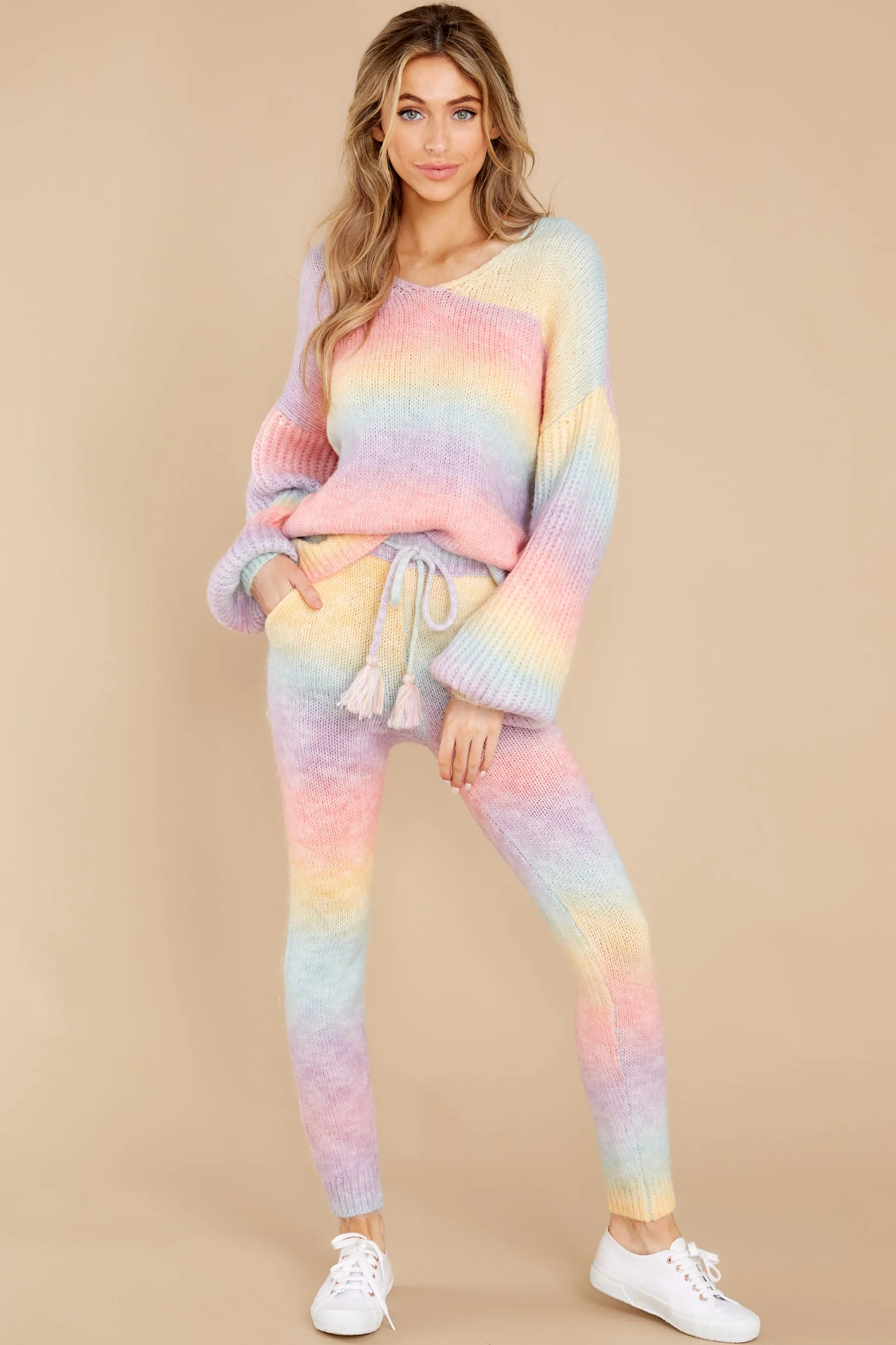 Rainbow Road Pink Multi Knit Sweater