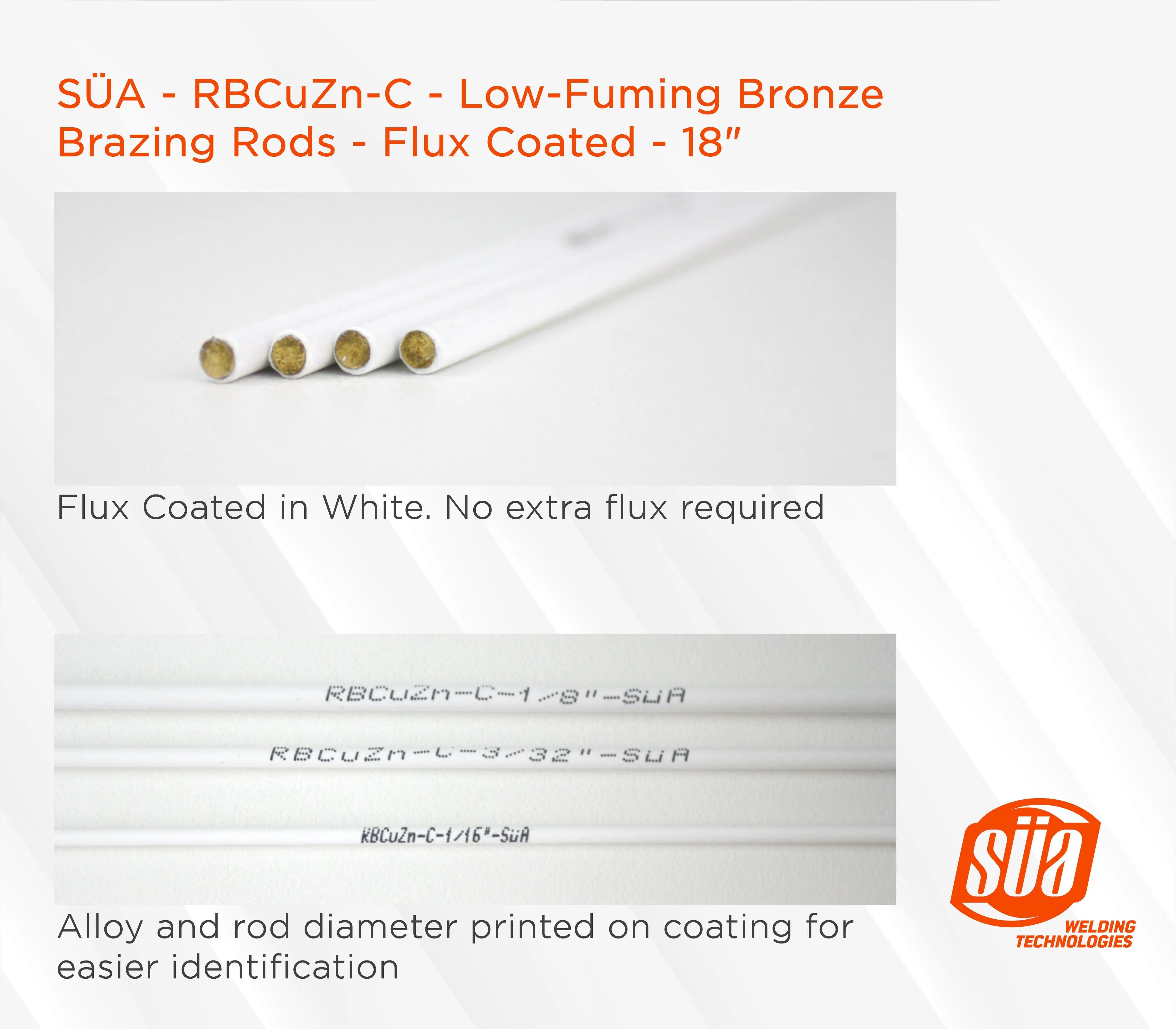 RBCuZn-C - Low-Fuming Bronze Brazing Rod - Flux Coated - 18"