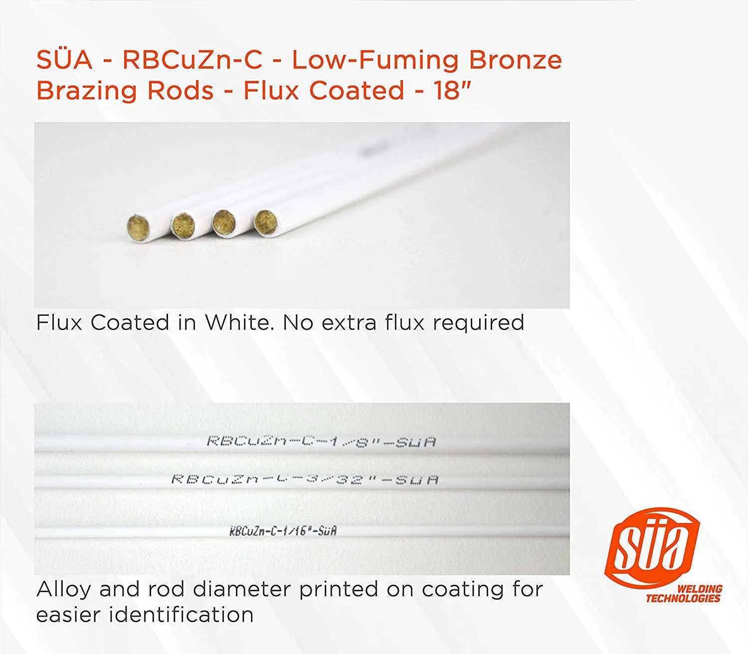 RBCuZn-C - Low-Fuming Bronze Brazing Rod - Flux Coated - 18"