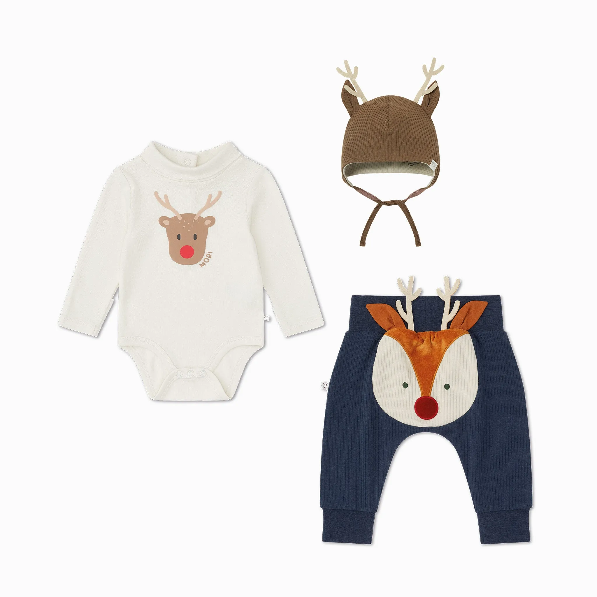 Reindeer Bodysuit, Joggers & Bonnet