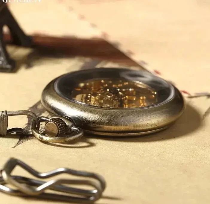 Retro Bronze Pocket Watch Skeleton