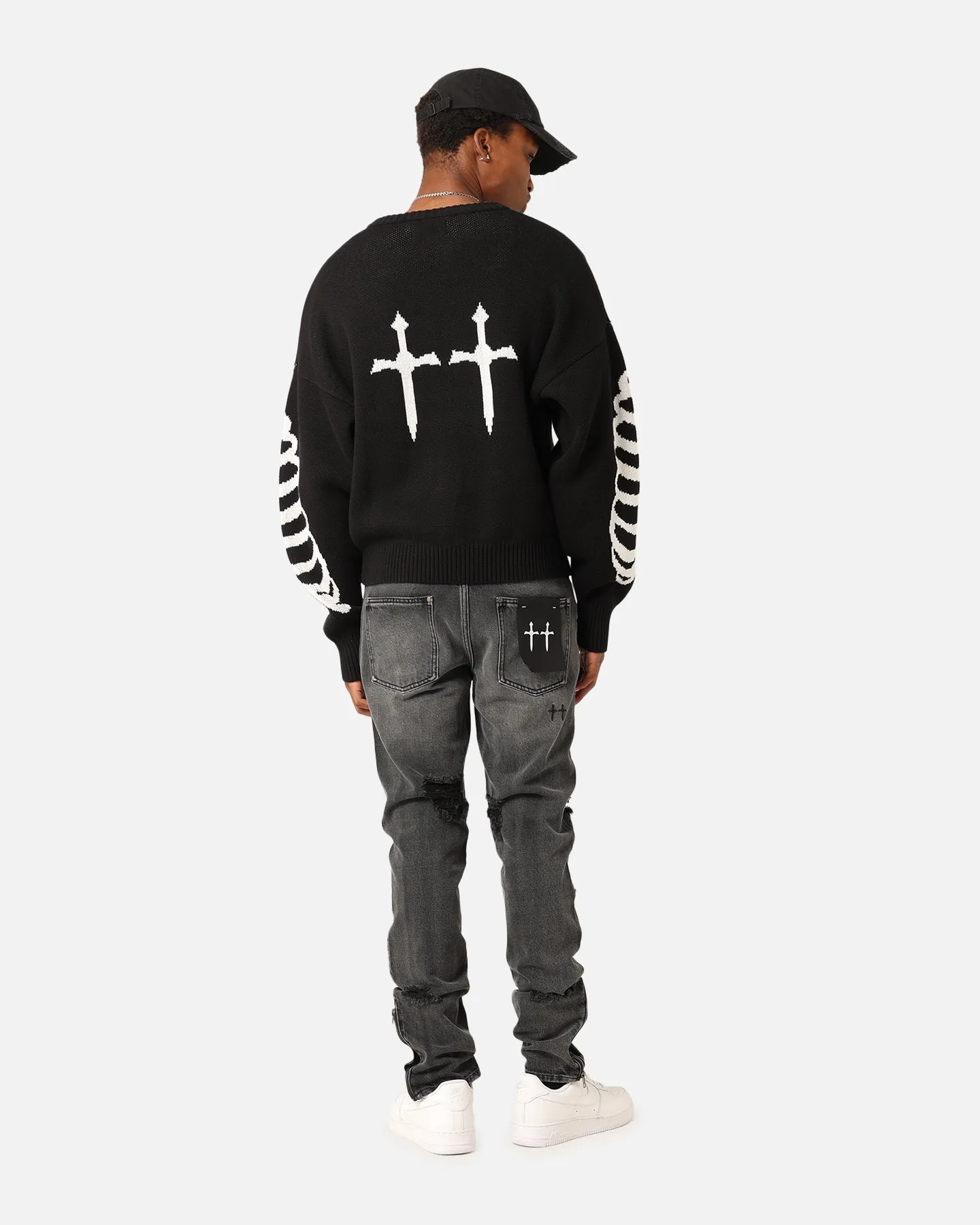 Saint Morta Lovely Bones Crewneck Sweater Black/White