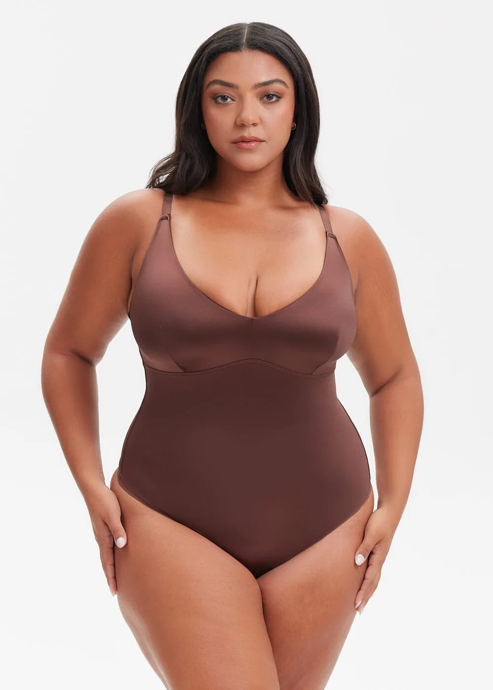 SatinSculpt V-neck Bodysuit Thong