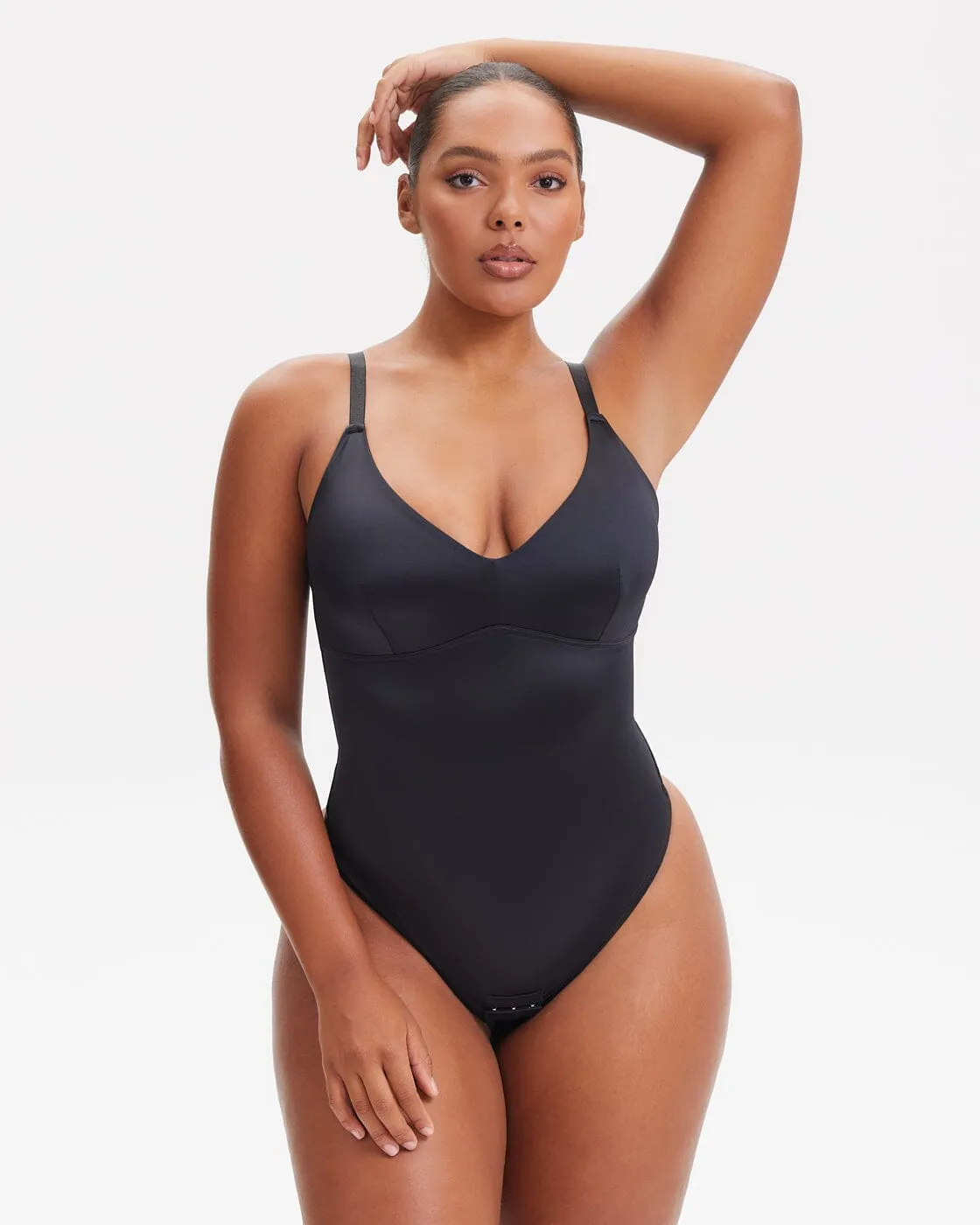 SatinSculpt V-neck Bodysuit Thong