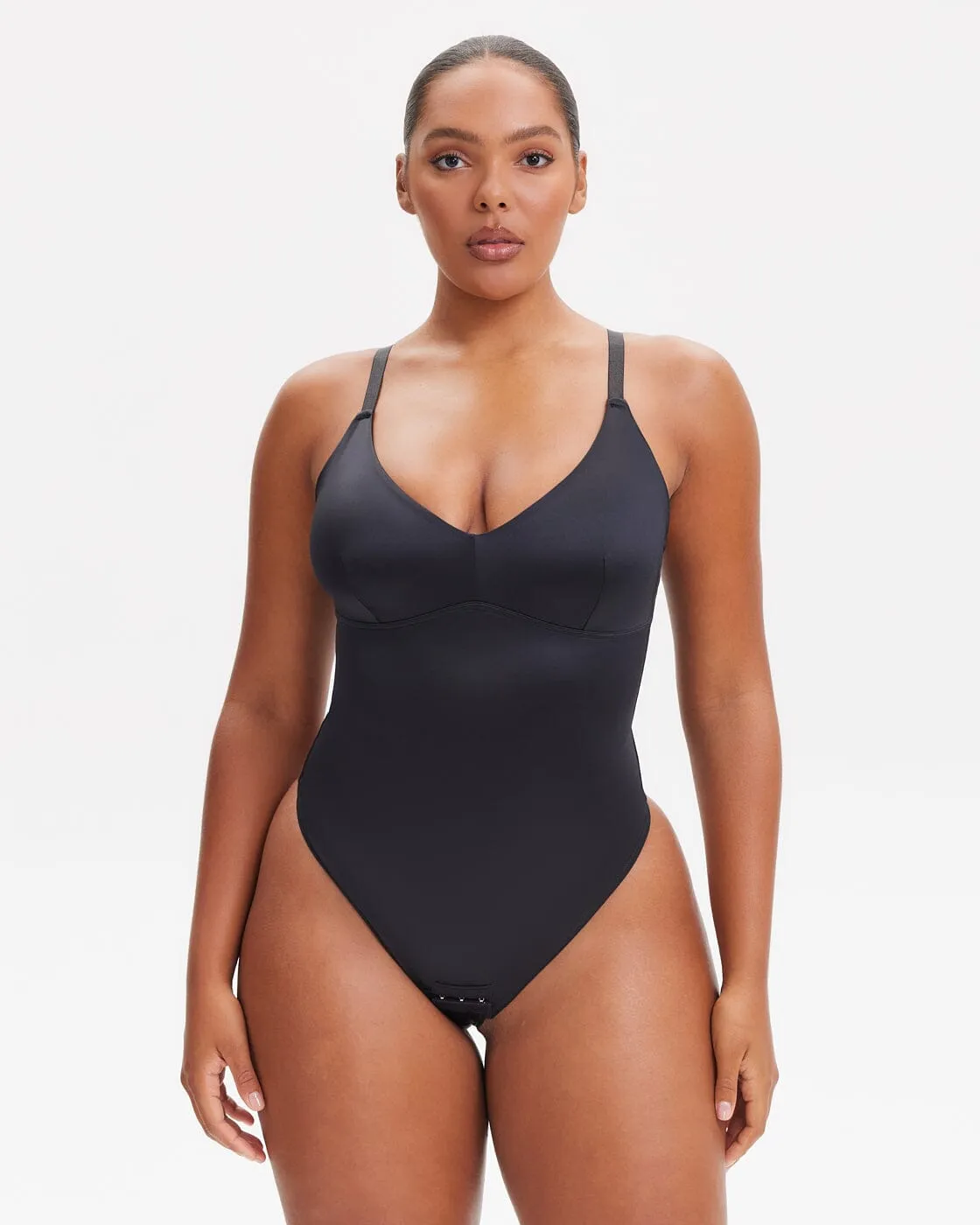 SatinSculpt V-neck Bodysuit Thong