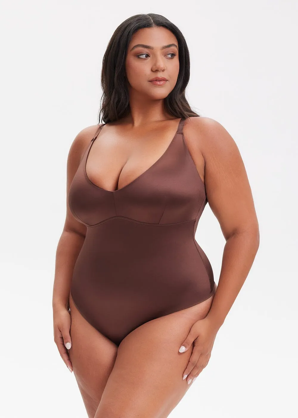 SatinSculpt V-neck Bodysuit Thong