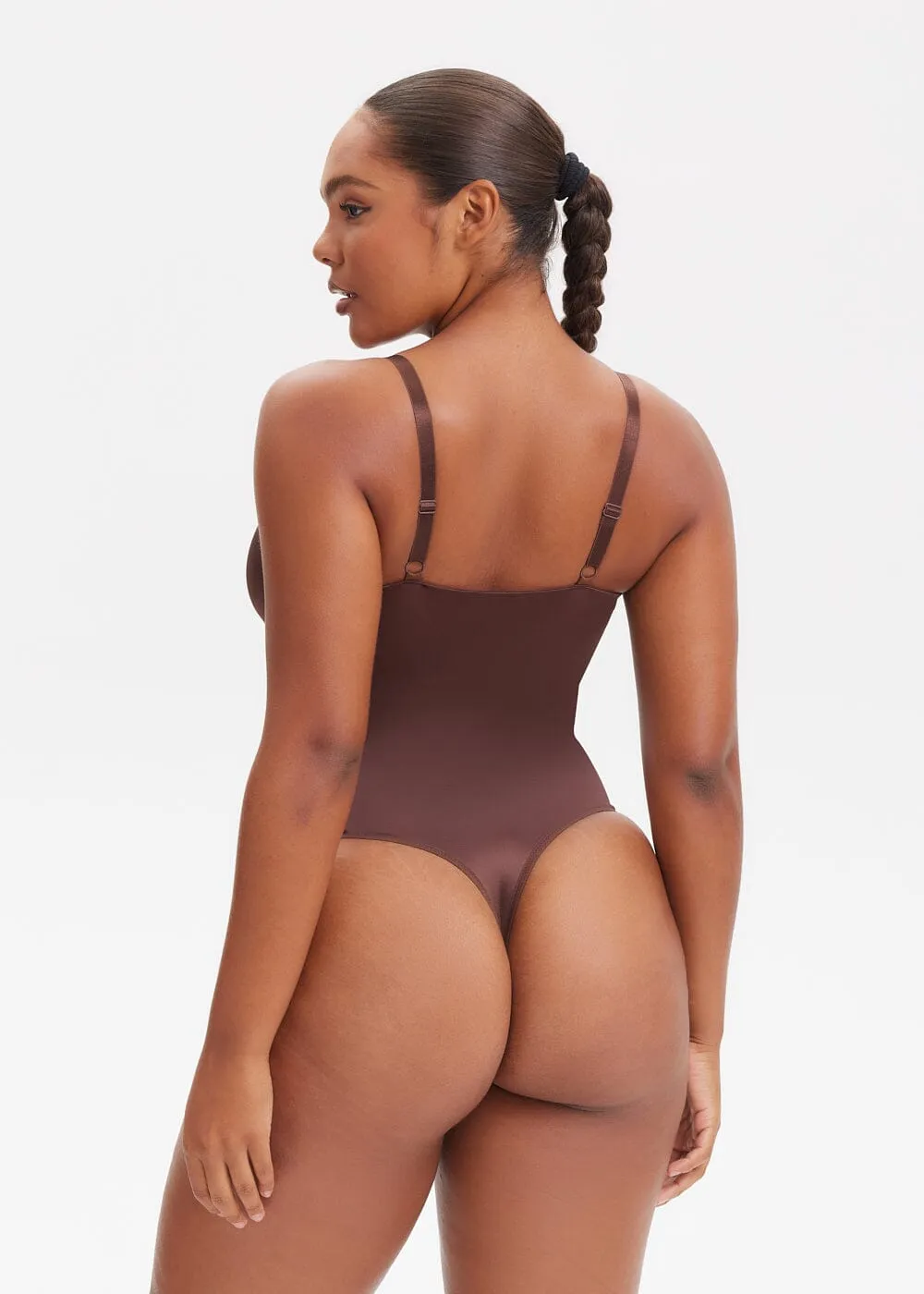 SatinSculpt V-neck Bodysuit Thong