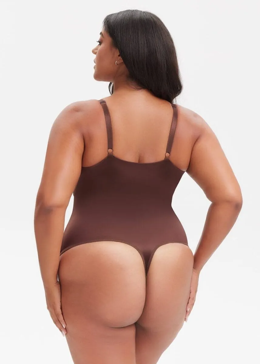 SatinSculpt V-neck Bodysuit Thong