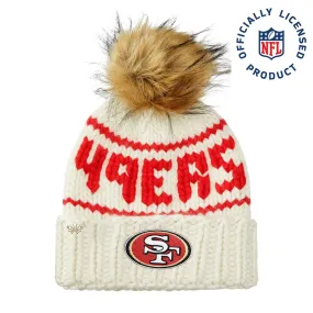 SF 49ERS LELE SADOUGHI X NFL WHITE BEANIE FAUX FUR POM