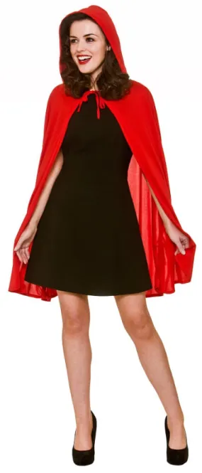 Short Red Hooded Cape Fairy Tale Costume Accessory