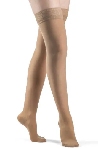 Sigvaris 781N Sheer, 15-20 mmHg, Thigh High, Grip Top, Closed Toe