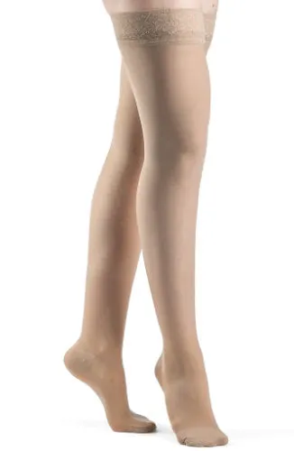 Sigvaris 781N Sheer, 15-20 mmHg, Thigh High, Grip Top, Closed Toe