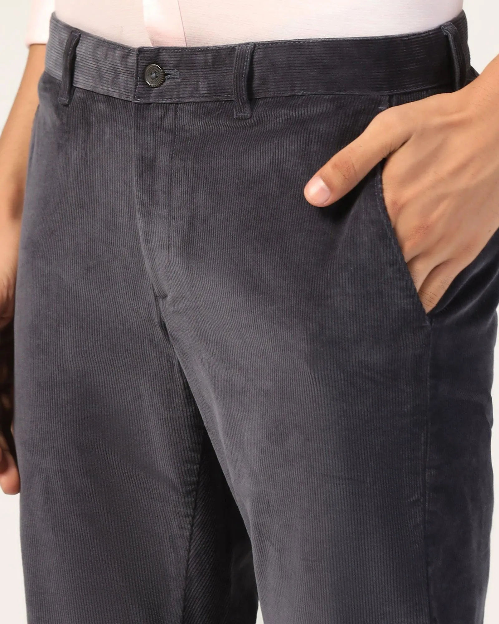 Slim Comfort B-95 Casual Charcoal Solid Khakis - Magna