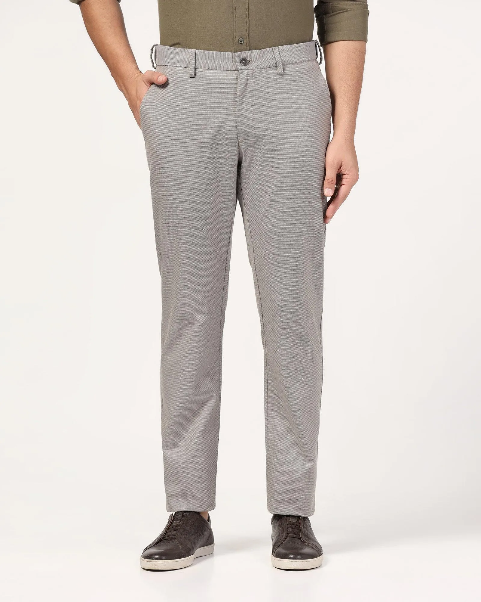 Slim Comfort B-95 Casual Grey Solid Khakis - Oscar