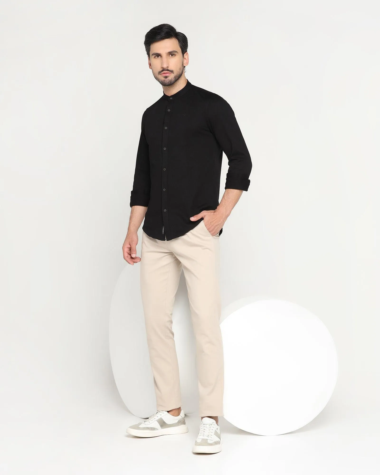 Slim Fit B-91 Casual Beige Textured Khakis - Nick