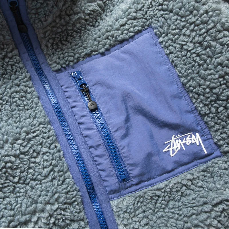 Stussy Sherpa Reversible Jacket - Bluestone