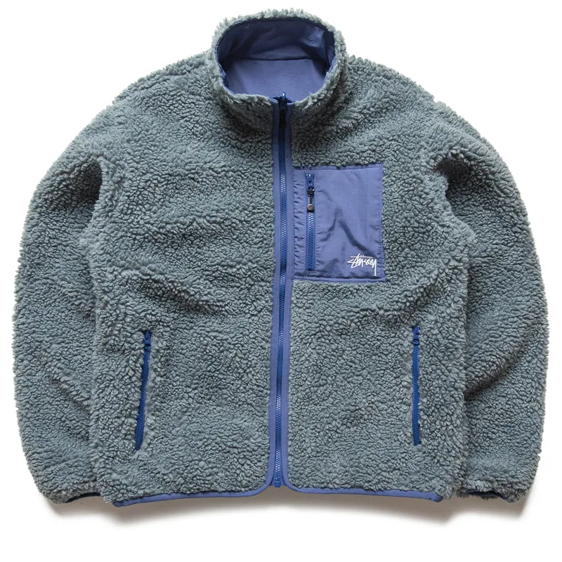 Stussy Sherpa Reversible Jacket - Bluestone