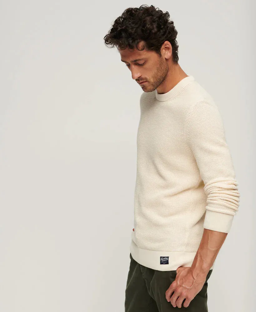 Superdry - Textured Crew Knit Jumper Ecru Heather