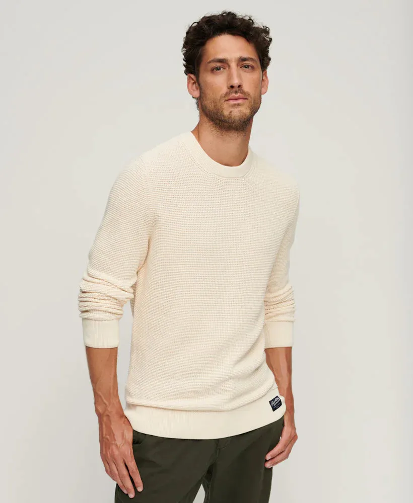 Superdry - Textured Crew Knit Jumper Ecru Heather