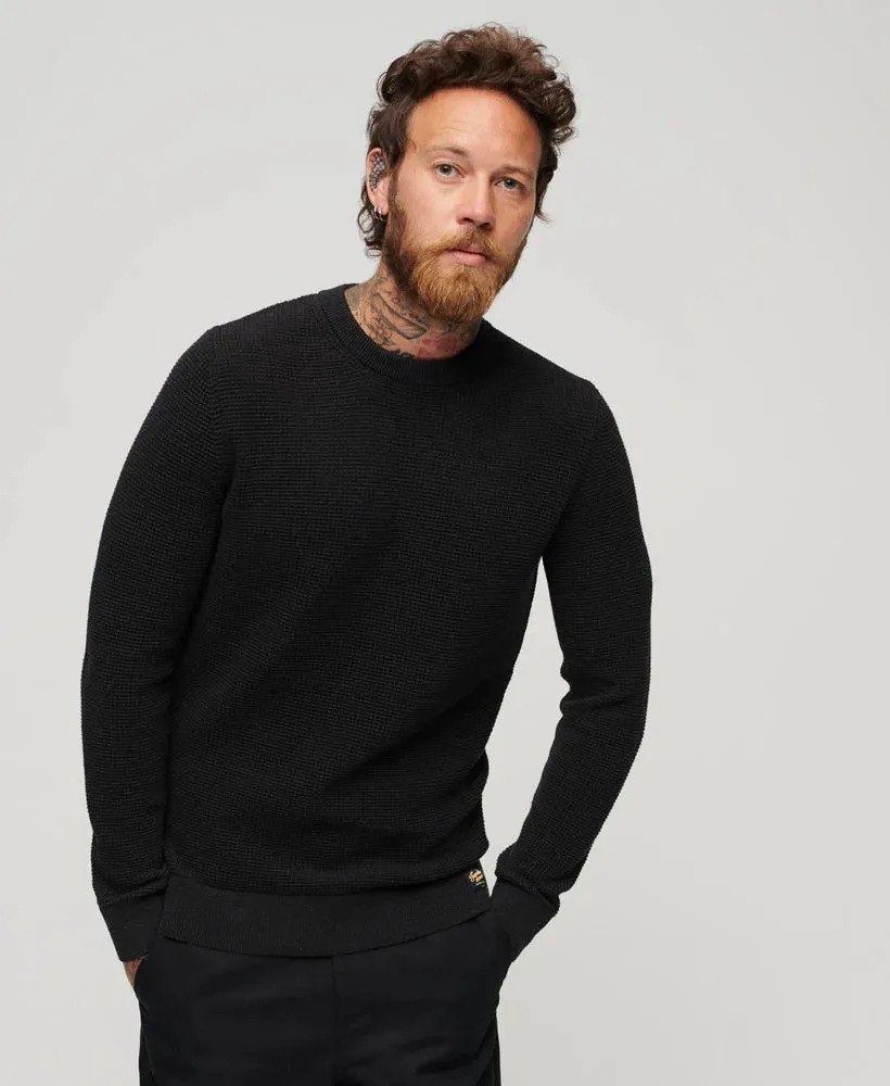 Superdry - Textured Crew Knit Jumper Raven Black Heather