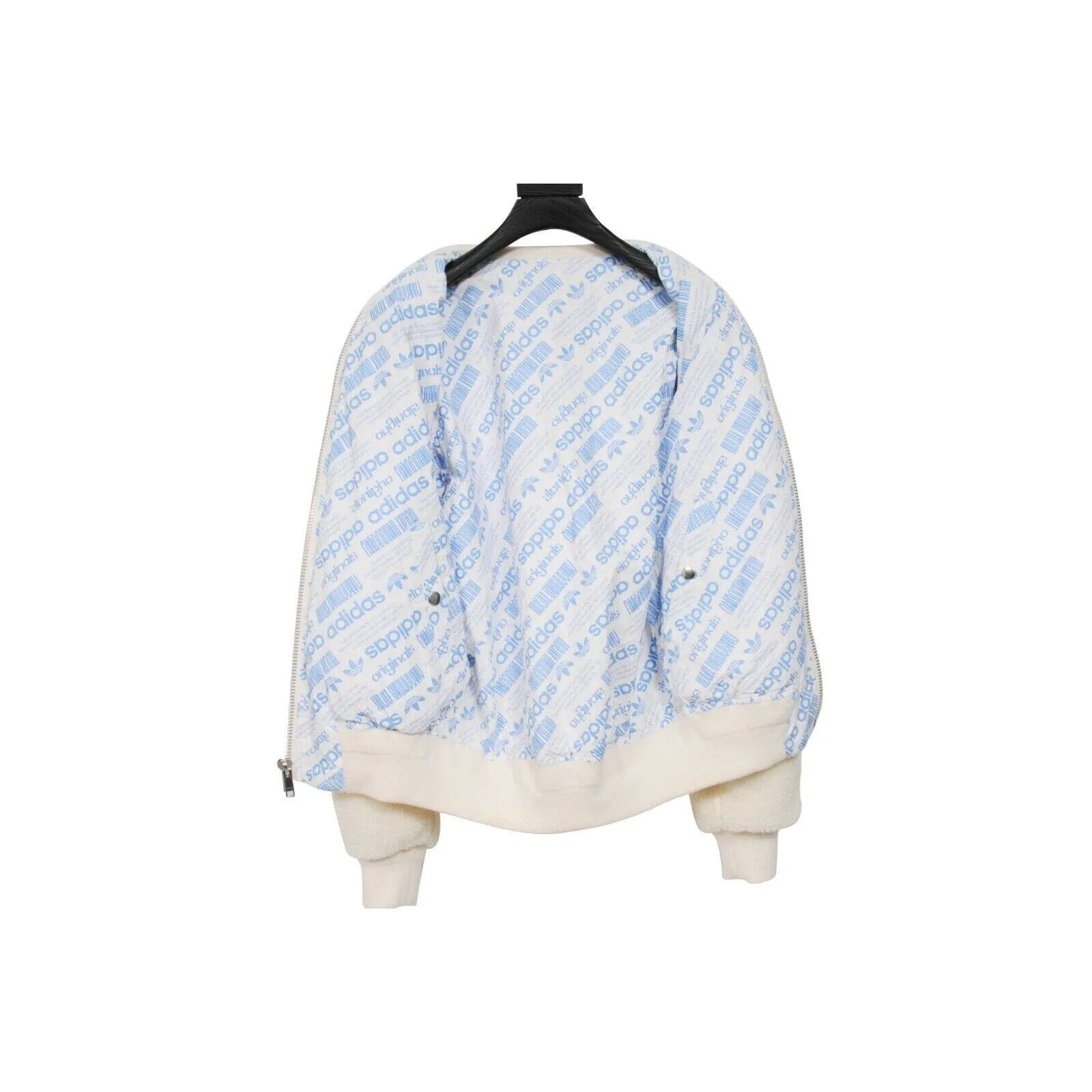 Tan White Reversible  Adidas Sherpa Logo Bomber Jacket