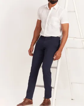 Tapered Fit Chinos With Straight Pockets - Navy