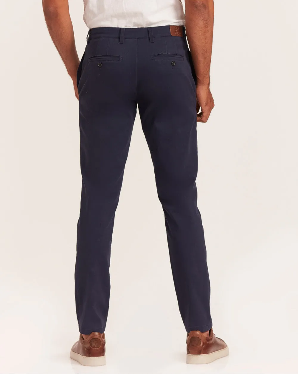 Tapered Fit Chinos With Straight Pockets - Navy