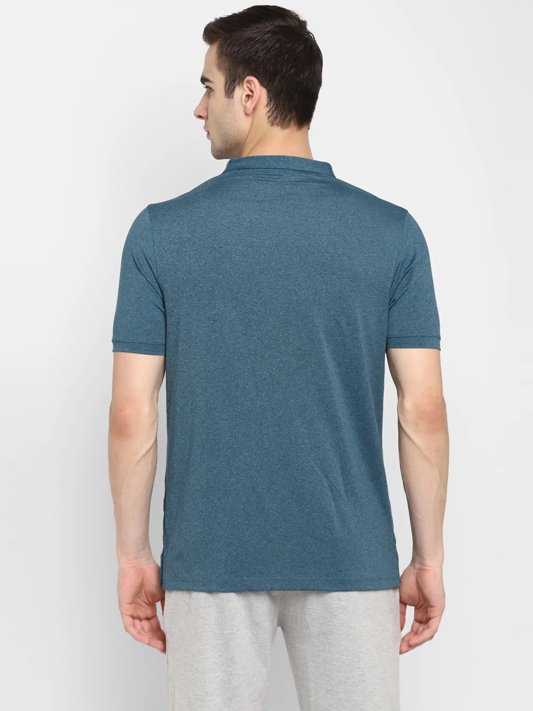 Teal Half Sleeve Polo T-Shirt for Men