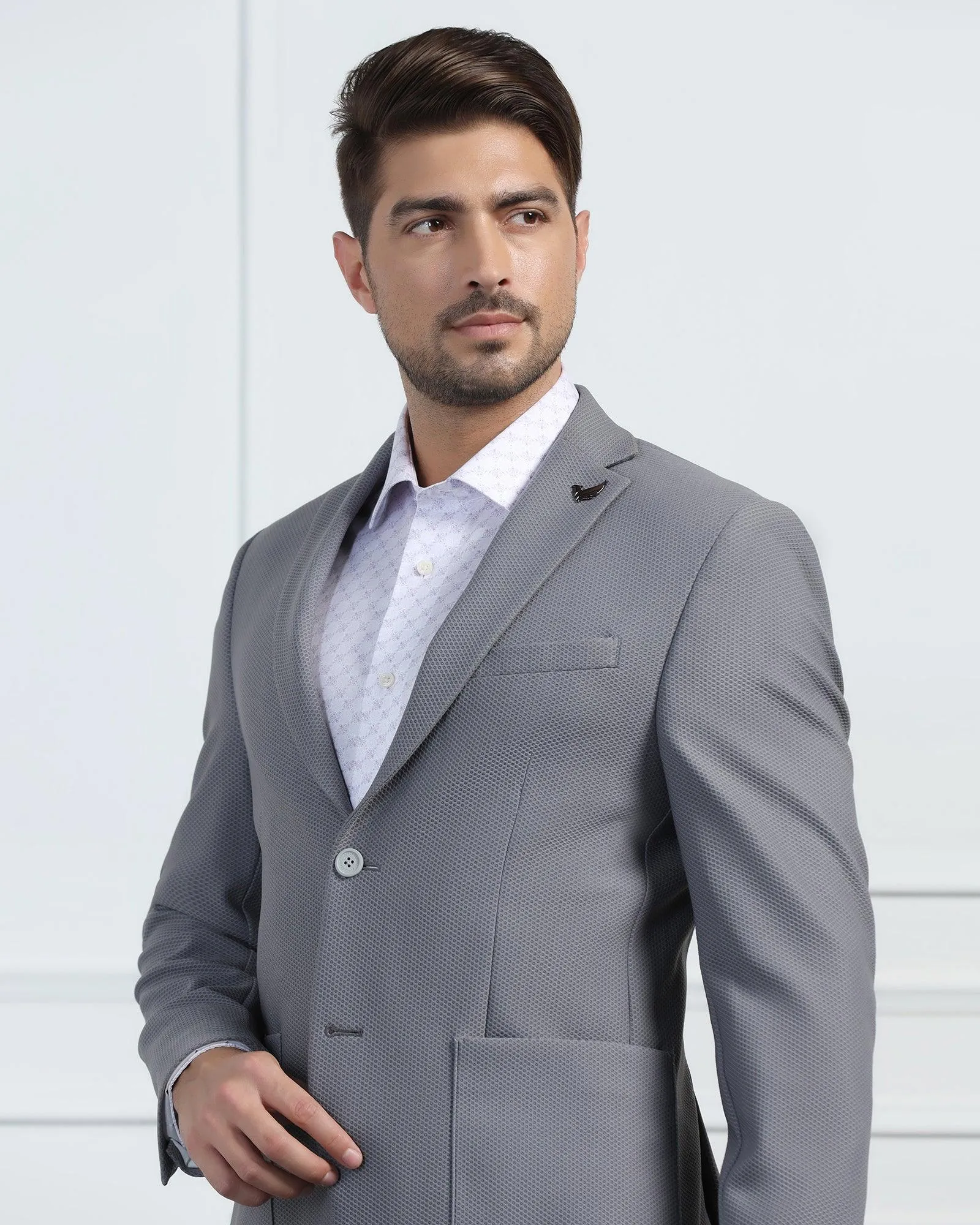 TechPro Formal Grey Textured Blazer - Renault