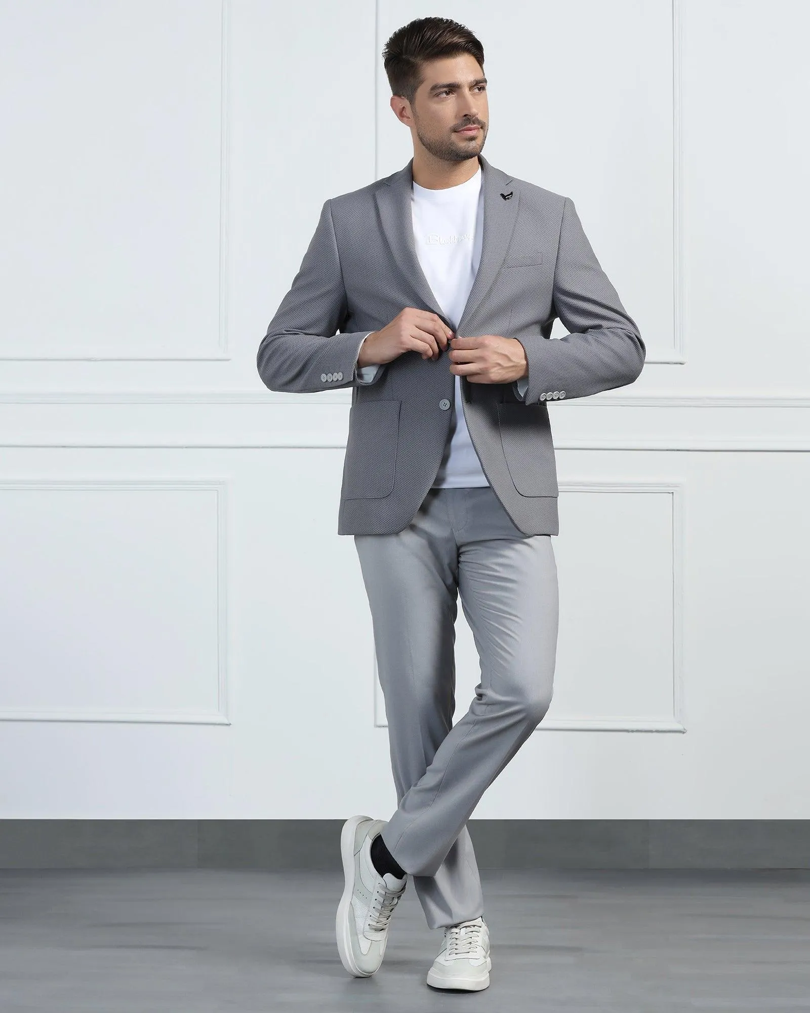 TechPro Formal Grey Textured Blazer - Renault