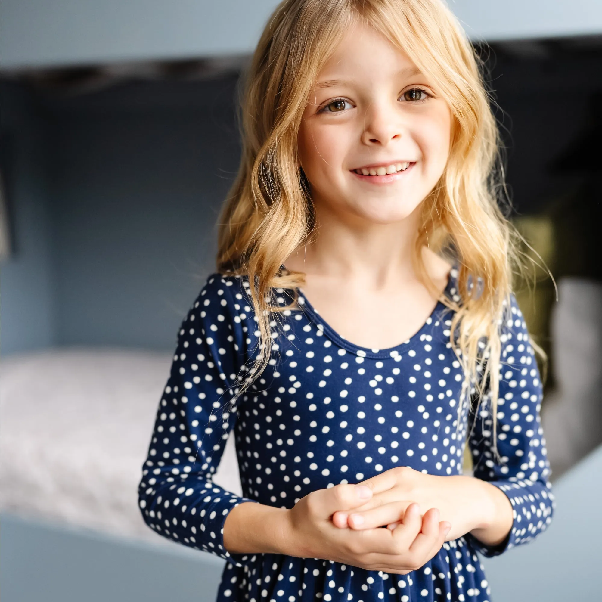 The Ballet Dress in Navy Dot