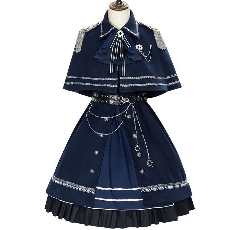 The Fight of Peace ~ Military Uniform Cool Lolita Dress & Cape