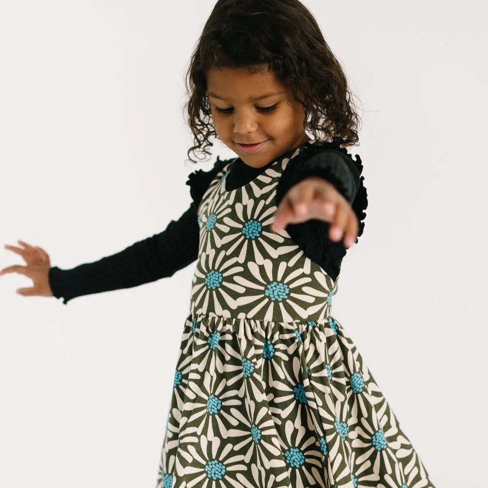 The Pinafore Dress in Midnight Bloom