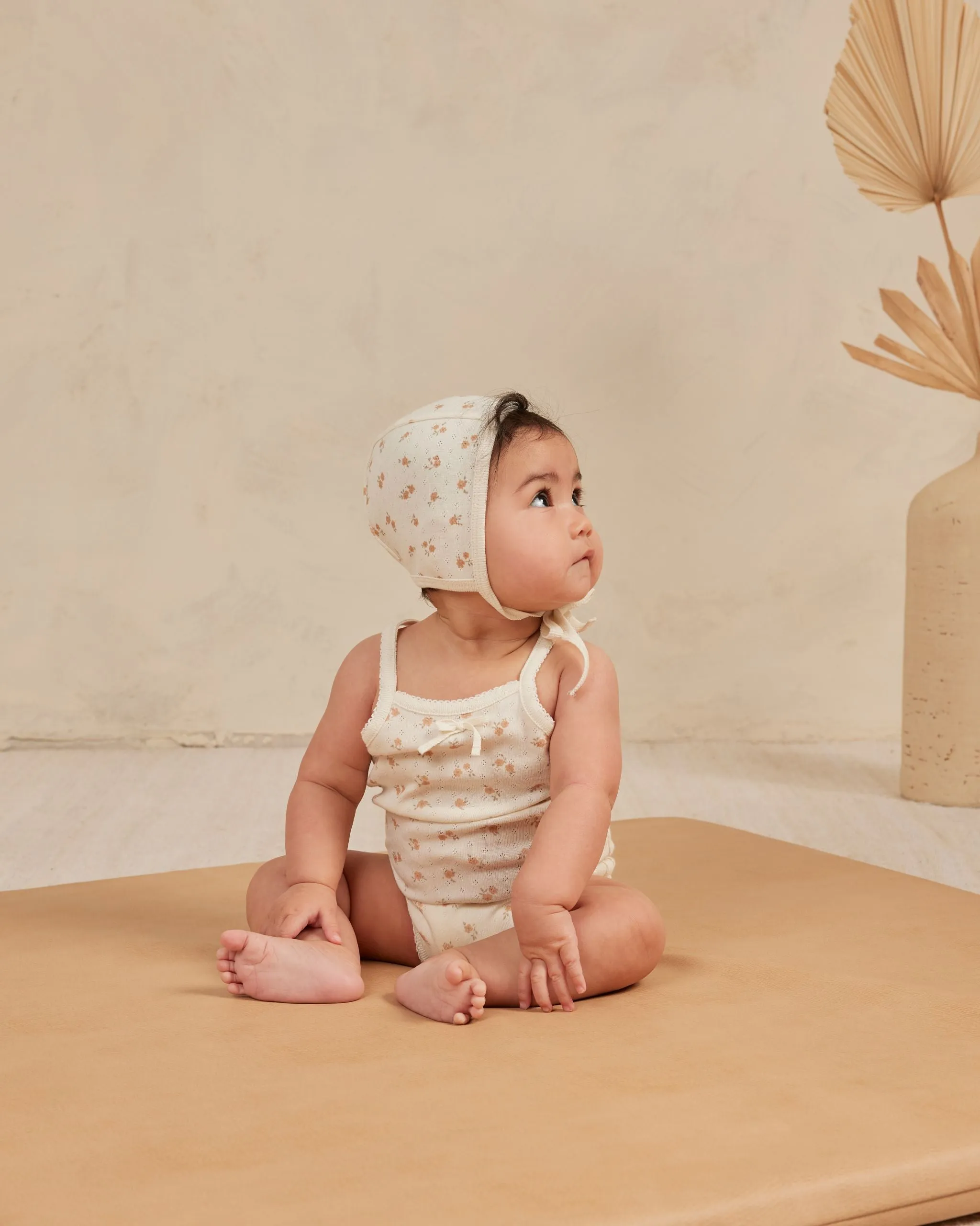 The Pointelle Tank   Shortie SET by Quincy Mae - Floral Melon - BABY