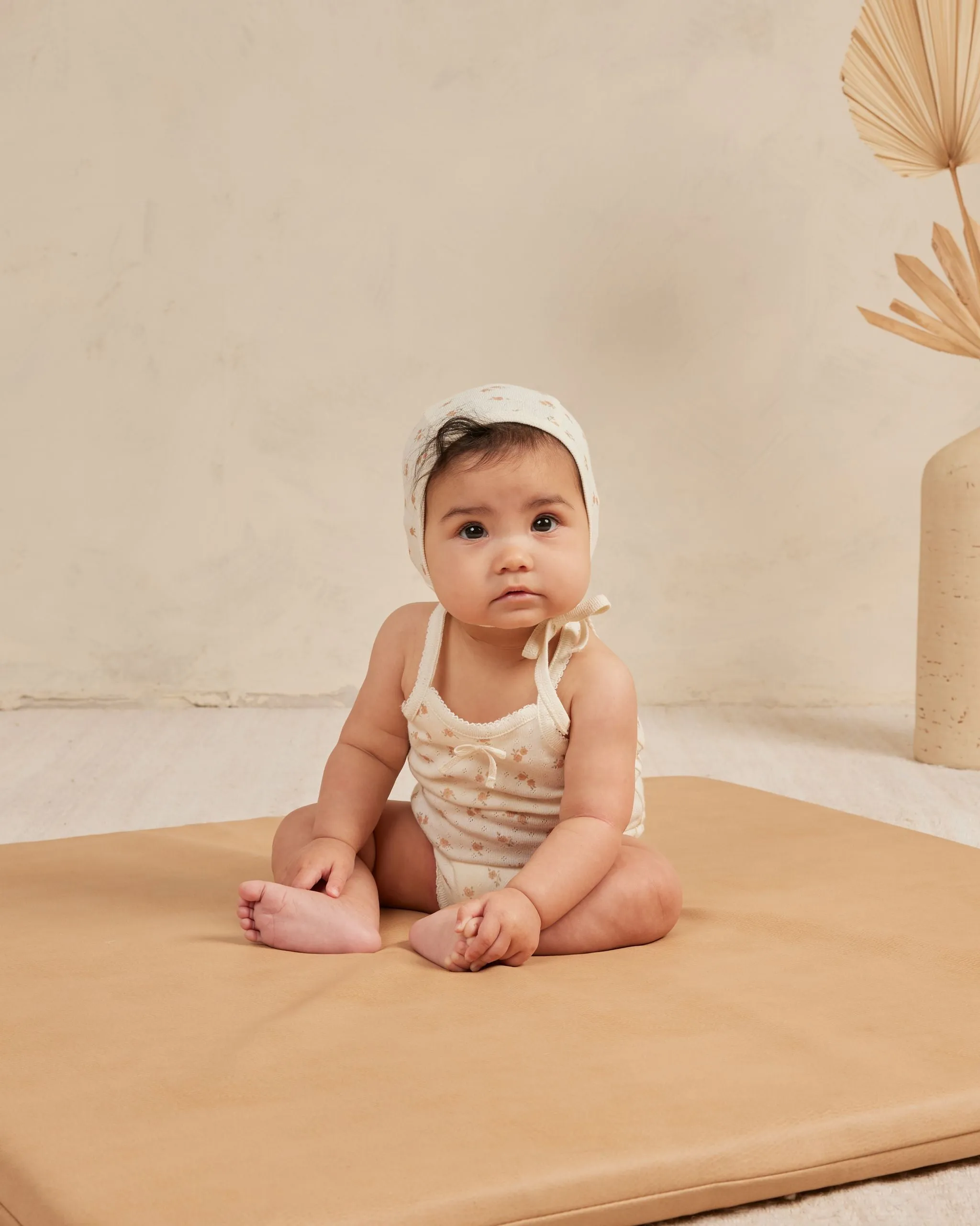 The Pointelle Tank   Shortie SET by Quincy Mae - Floral Melon - BABY