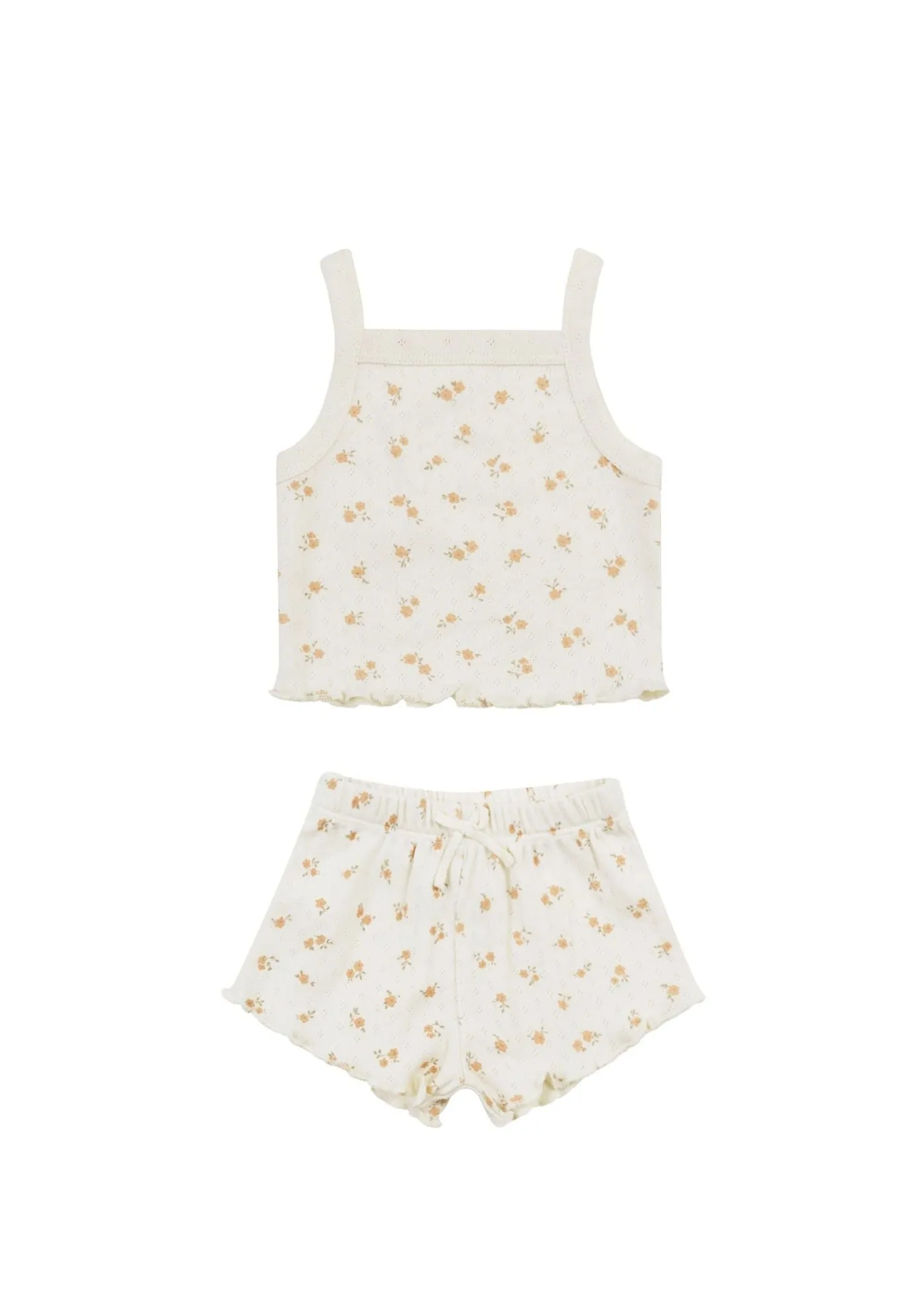 The Pointelle Tank   Shortie SET by Quincy Mae - Floral Melon - BABY