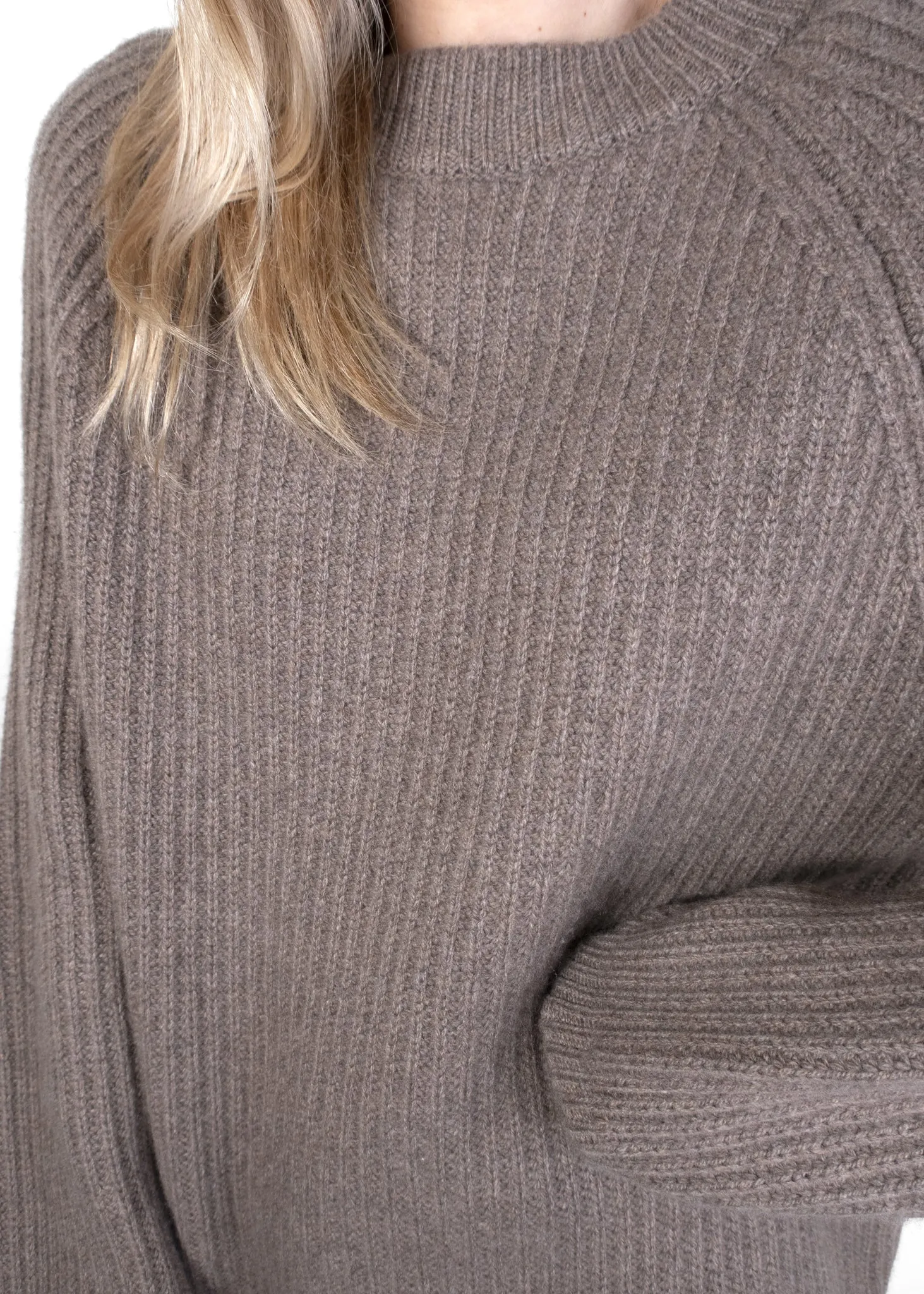 The Row Connor Taupe Ribbed Cashmere Jumper