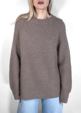 The Row Connor Taupe Ribbed Cashmere Jumper