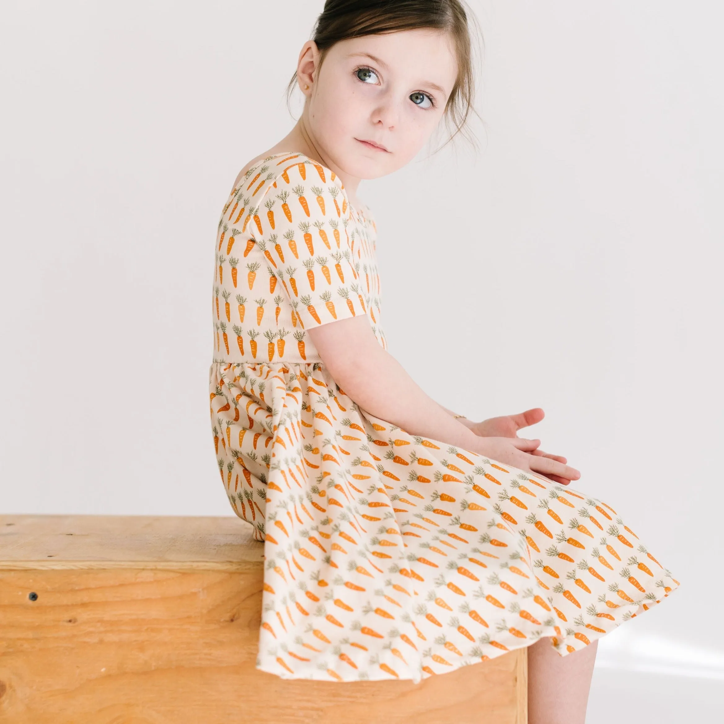 The Short Sleeve Ballet Dress in Carrots